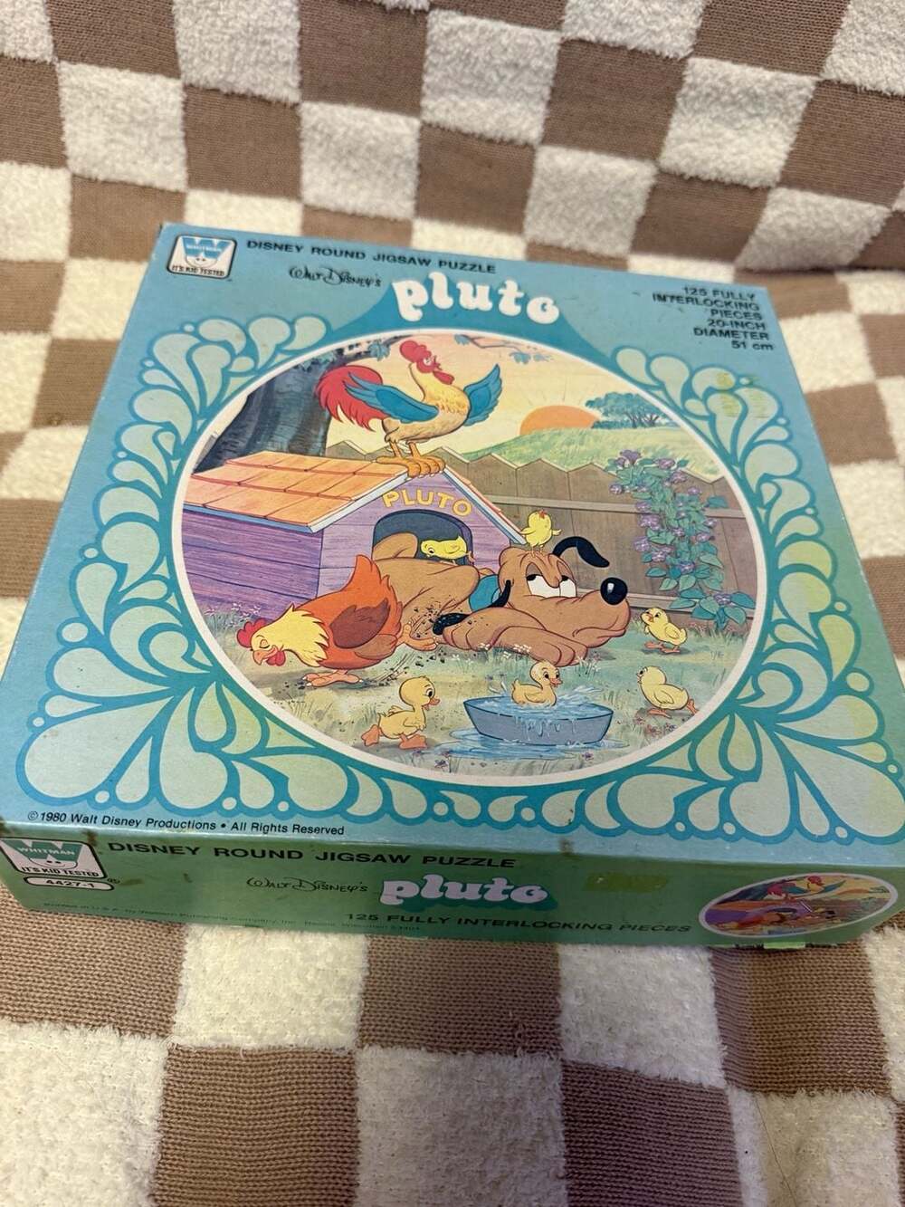 Vintage 1980 Walt Disney's Pluto Round Jigsaw Puzzle by Whitman